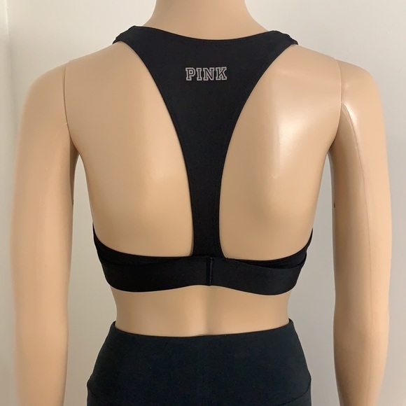 New VS Pink Ultimate Sports Bra Lace Front Black - Picture 3 of 12